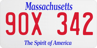 MA license plate 9OX342