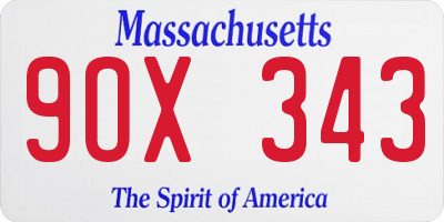 MA license plate 9OX343