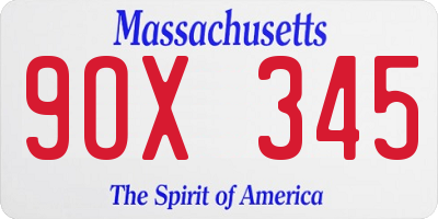MA license plate 9OX345