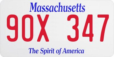 MA license plate 9OX347