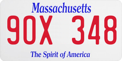 MA license plate 9OX348