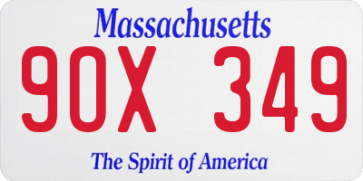 MA license plate 9OX349