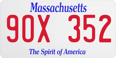 MA license plate 9OX352
