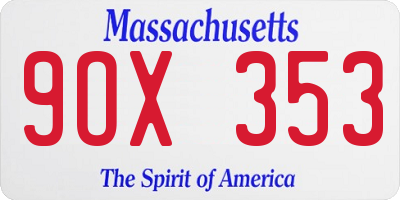 MA license plate 9OX353