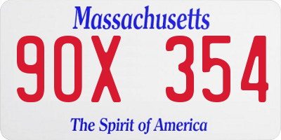 MA license plate 9OX354