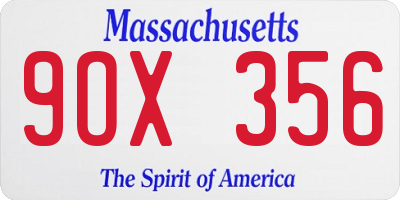 MA license plate 9OX356