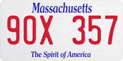 MA license plate 9OX357