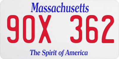 MA license plate 9OX362