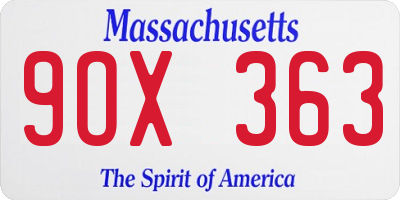 MA license plate 9OX363
