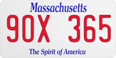 MA license plate 9OX365