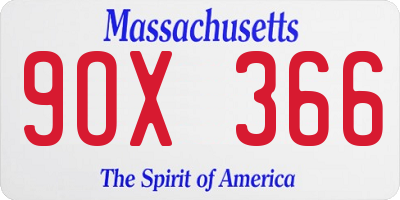 MA license plate 9OX366