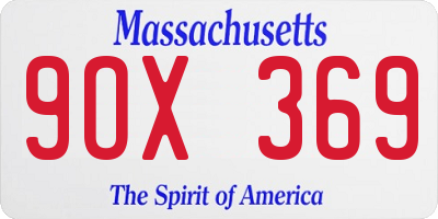 MA license plate 9OX369