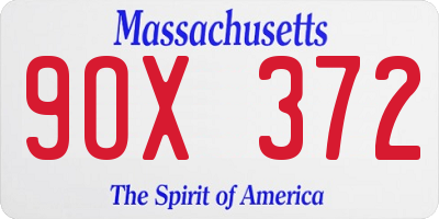 MA license plate 9OX372