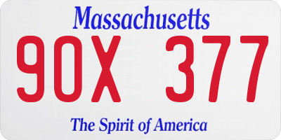 MA license plate 9OX377