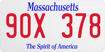 MA license plate 9OX378
