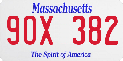 MA license plate 9OX382
