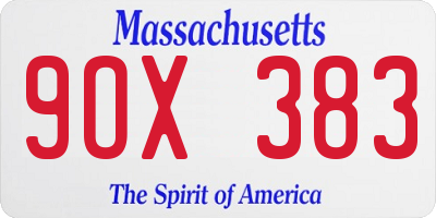 MA license plate 9OX383