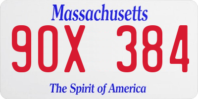MA license plate 9OX384