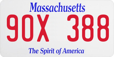 MA license plate 9OX388