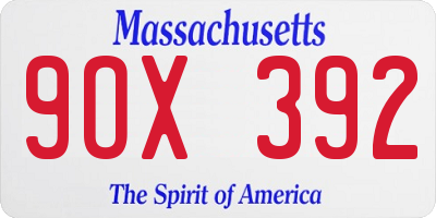 MA license plate 9OX392