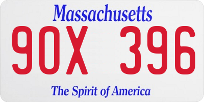 MA license plate 9OX396