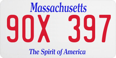 MA license plate 9OX397