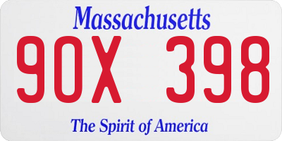 MA license plate 9OX398