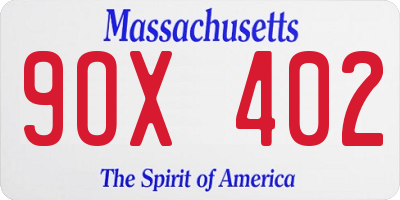 MA license plate 9OX402