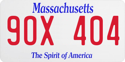 MA license plate 9OX404