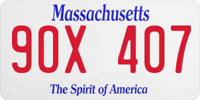 MA license plate 9OX407