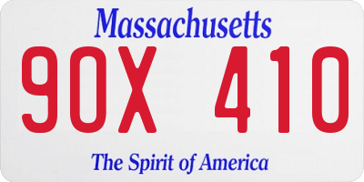 MA license plate 9OX410