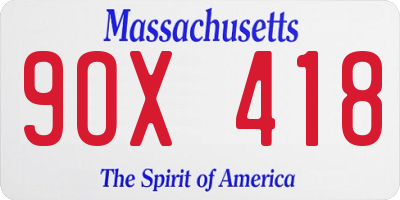 MA license plate 9OX418