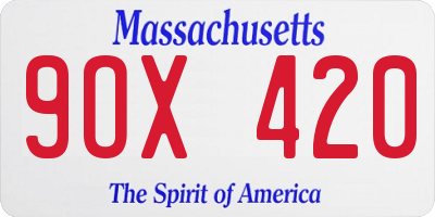 MA license plate 9OX420