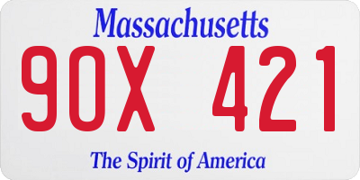 MA license plate 9OX421