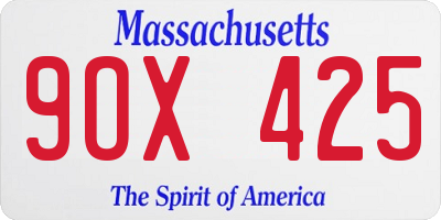 MA license plate 9OX425