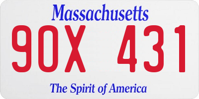 MA license plate 9OX431
