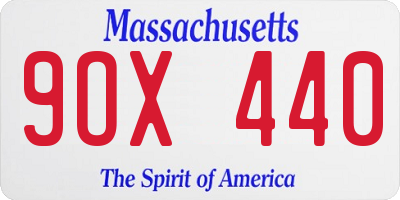 MA license plate 9OX440