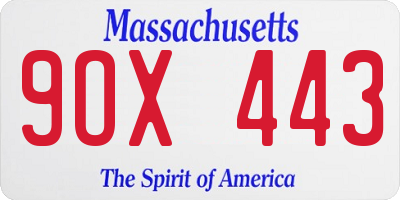 MA license plate 9OX443