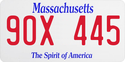 MA license plate 9OX445