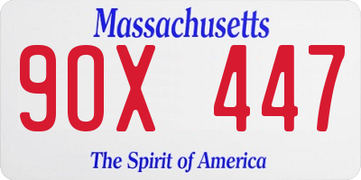 MA license plate 9OX447