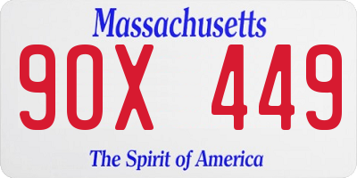 MA license plate 9OX449