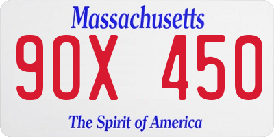 MA license plate 9OX450