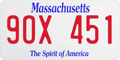 MA license plate 9OX451