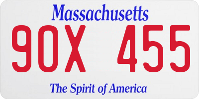 MA license plate 9OX455