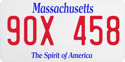 MA license plate 9OX458