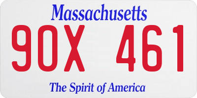 MA license plate 9OX461