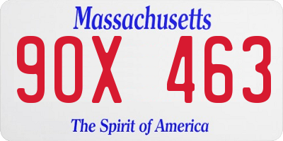 MA license plate 9OX463