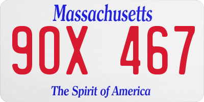 MA license plate 9OX467