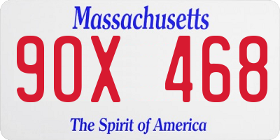 MA license plate 9OX468