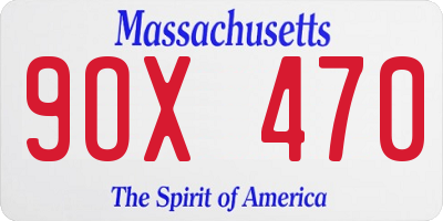 MA license plate 9OX470